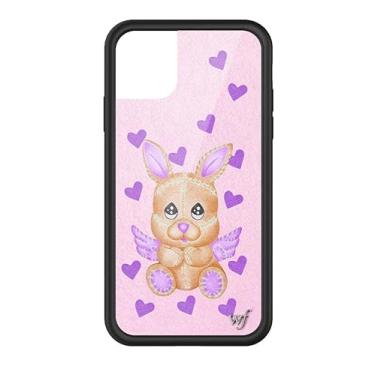 Imagem de Wildflower Capas - Capa Love Stitched, Compatível com Apple iPhone 11 | Roxo, Corações, Marrom, Pelúcia, Moderno - Protetor Preto Amortecedor, Certificado de Teste de Queda de 1,2 m, Pequenas Empresas