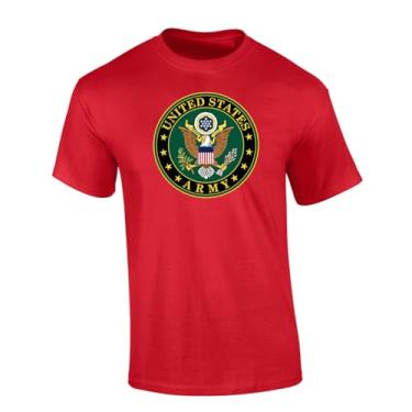 Imagem de Trenz Shirt Company Camiseta masculina Patriotic Veteran United States Army USA Seal manga curta, Vermelho, M