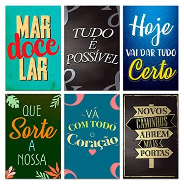 Imagem de Kit 6 Placas Decorativas Frases Motivacionais Mdf 20x30 cm