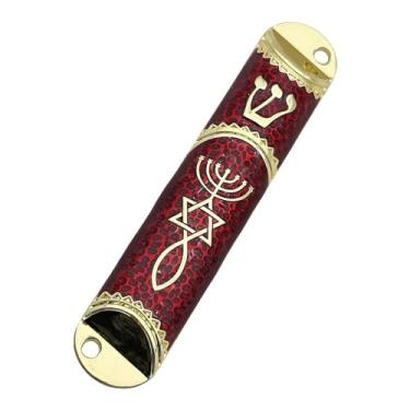 Imagem de IEUDNS 4.1 polegada judaica mezuzah caso capa artesanal liga de zinco casa bênção porta da frente decoração para decoração de casamento multiuso, Vermelho