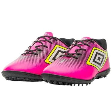 Imagem de Chuteira Society, Cannon Junior, Umbro, Infantil, Rosa Fluor/Preto/Limão, 35