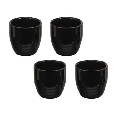 Imagem de Happy Sales HSSCP-BLK4, conjunto de 4 copos de saquê de porcelana preta de 45 ml, Black Sake Cup 4