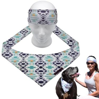 Imagem de Bandanas para cães, conjunto de faixa de cabeça masculina e feminina, bandana refrescante para cães, animais de estimação e adultos (pastel, grande)