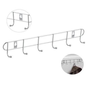 Imagem de Cabideiro de Parede Suporte Aço Inox 6 Ganchos Multiuso - Aliança