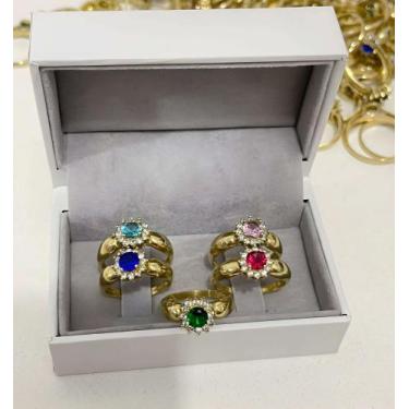 Imagem de Anel de Formatura Feminino Moeda antiga  - Lobin jóias, Pedra azul, Ta