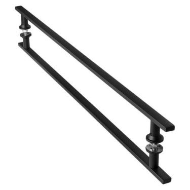 Imagem de Puxador De Porta Preto Inox Vidro Pivotante 70cm M.S - MetalCromo