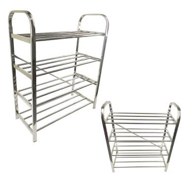 Imagem de Sapateira Prateleira 4 Andares Inox 12 Pares Tenis Sandalia Calçado Sapato Organizaçao