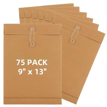 Imagem de LDHHYH Pacote com 100 envelopes de catálogo autoselados de 25 x 33 cm, envelopes de catálogo Kraft marrom, envelopes de correspondência com fecho grande, envelopes de papel pesado de 12,7 kg para