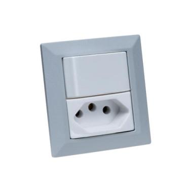 Imagem de Espelho de Tomada Duplo Chanfrado 1 Tom 20A 1 Interruptor CZ - CONNECT