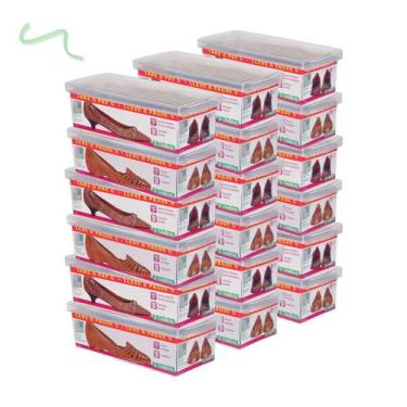 Imagem de Caixa Organizadora De Sapatos Tênis Ordene Média Kit C/ 18