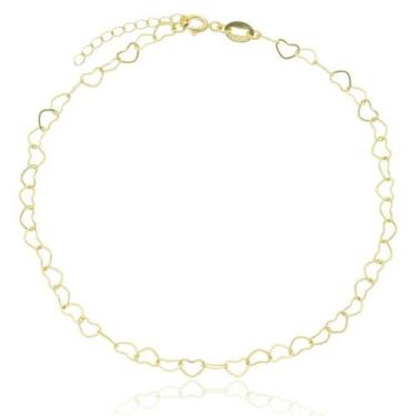 Imagem de Tornozeleira Feminina Coração Dourada Banhada a Ouro 18k - Enzara Jóia