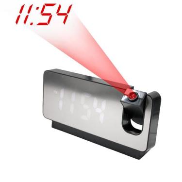 Imagem de Relógio Alarme Led Espelhado Com Projetor De Hora No Teto USB Tipo C D