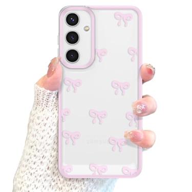Imagem de EYZUTAK Capa para Samsung Galaxy A55 5G, estampa de laço de fita transparente, proteção para câmera, elegante e durável, TPU, slim, rosa