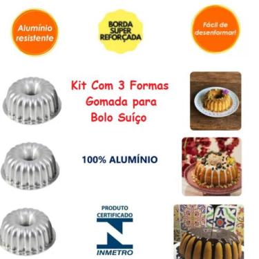 Imagem de Kit 3 Forma Gomada Suíça Para Bolo Suíço Decorado Bolo De Novela - Gar