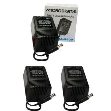 Imagem de Kit 3 Fontes para Pedaleira Bivolt 9VDC 0,5A MA 9500 - Microdigital