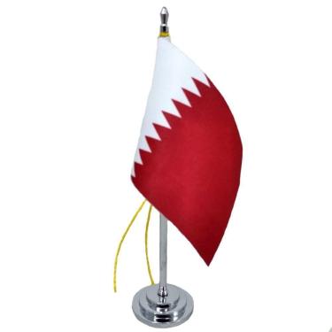 Imagem de Mini Bandeira De Mesa Catar 15 Cm De Mastro Poliéster