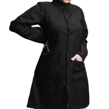 Imagem de Jaleco feminino gola padre manga longa bordado frente - CARMONI, Preto