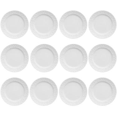 Imagem de 12 Pratos de Sobremesa 20,5cm Porcelana Tassel Germer Branco Redondo M