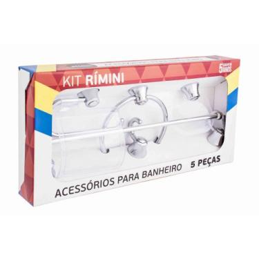 Imagem de Kit de Banheiro Linha Rimini 5 peças Cromado Cristal - Aquaplás