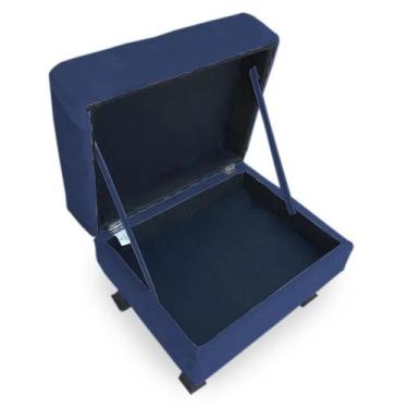 Imagem de Puff Baú Retrô Luis Xv Capitonê Suede Azul Marinho - DS Estofados - Es
