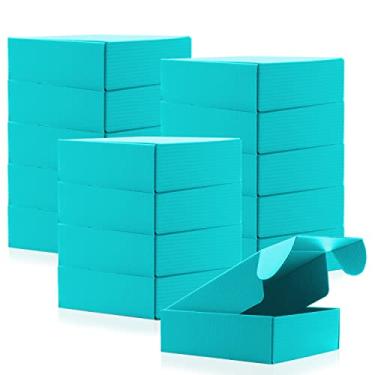Imagem de 15 caixas de papelão azuis, caixas de envio, caixa de papelão ondulado colorido reciclável, pequenas caixas de presente para envio, correspondência, embalagem de presentes, 15 x 15 x 5 cm (azul)