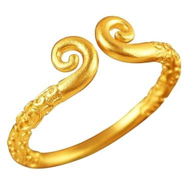 Imagem de Luckstick Anel Wukong Jin Gu Bang, anel de pulseira espiral de ouro, anel de faixa de cabeça, símbolo fiel do infinito, presente de mito preto insparacional para BBF, Tecido, Sem pedra preciosa