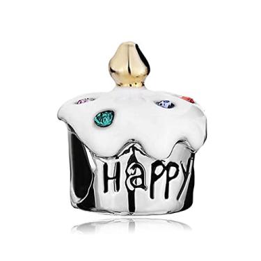 Imagem de MiiFort Pingente de bolo de aniversário compatível com pulseiras Pandora Cupcake Sister Daughter Granddaughter Mom Auntie Sister Girlfriend Best Friends Anniversary Birthday, Metal, Sem Pedra Preciosa