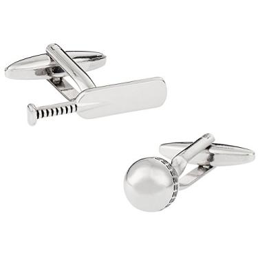 Imagem de Abotoaduras prateadas com caixa de apresentação Cuff-Daddy Cricket Bat and Ball