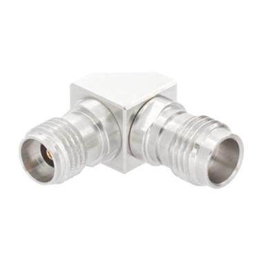 Imagem de withwave Adaptador de micro-ondas fêmea de precisão de 1,85 mm para fêmea de 2,92 mm (ângulo direito), CC para 40 GHz, 50 Ohm, corpo de aço inoxidável