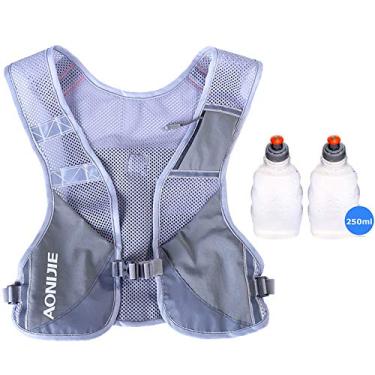 Imagem de AONIJIE Masculino Feminino Ultraleve Corrida Colete Pacote Reflexivo Respirável Hidratação Mochila Para Caminhadas Acampamento Maratona Ciclismo Corrida (Cinza-Com 2 Peças De Garrafas De 250Ml)