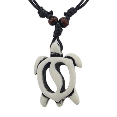 Imagem de Scddboy Colar masculino com pingente de tartaruga marinha havaiana - cordão ajustável surfista, Resina, Sem Pedra Preciosa