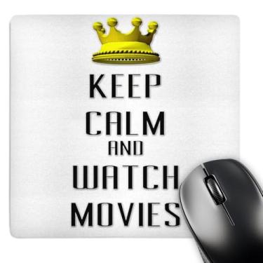 Imagem de 3dRose Mouse pad LLC 20 x 20 x 0,65 cm, Gold Crown Keep Calm and Watch Movies (mp_120910_1)