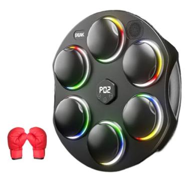 Imagem de Rock88 Máquina de boxe musical, equipamento de treino de montagem na parede com luvas e ajustes de vários modos, almofada de perfuração para casa e escritório, preto, luvas pequenas