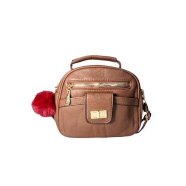 Imagem de Bolsa Casual com Alça Transversal e Charmoso Chaveiro de Pompom (Marrom)