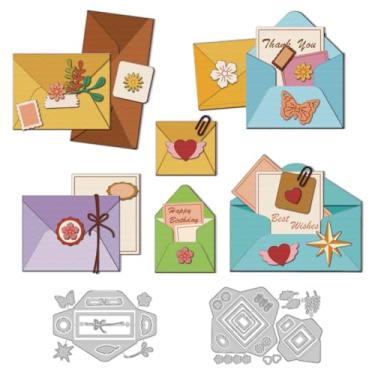 Imagem de DELORIGIN Moldes de corte de envelopes pequenos dobrados decorativos para fazer cartões cortados em aço carbono, estêncil, cartão, scrapbook, gravação em relevo, para fazer álbum de artesanato,