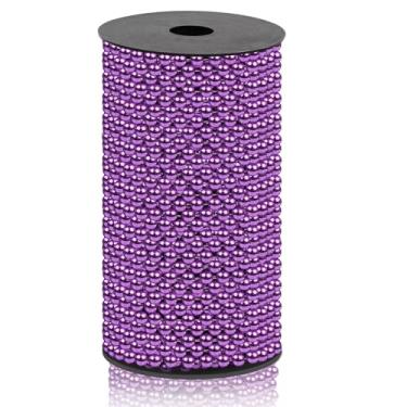Imagem de Uxney Guirlanda de pérolas artesanais, 8 mm x 65,6 pés contas de árvore de Natal enfeites de pérola para decoração de árvore de Natal DIY festa de casamento (Roxo)