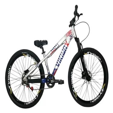 Imagem de Bicicleta Vikingx Prata Azul Aro 26 Single Wheeling Freio Hidráulico