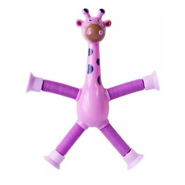 Imagem de Girafa Pop It Tubo Led Brinquedo De Puxar Colorido Un. ROXO