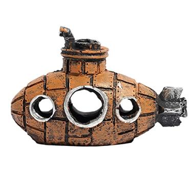 Imagem de IUYYPU Decoração de aquário submarino de resina, ornamento de caverna de camarão e naufrágio, área de reprodução e abrigo para camarão cereja, peixes pequenos e caranguejos eremitas, decoração de