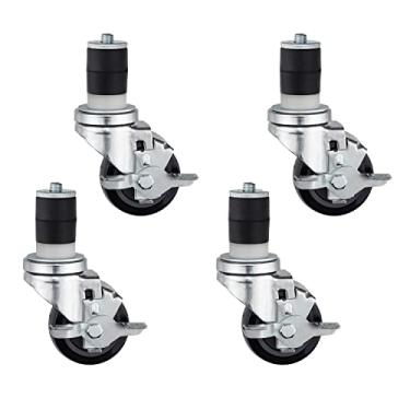 Imagem de DuraSteel Conjunto de 4 rodas de poliuretano para mesa de trabalho com freio, 4" Mounting Height