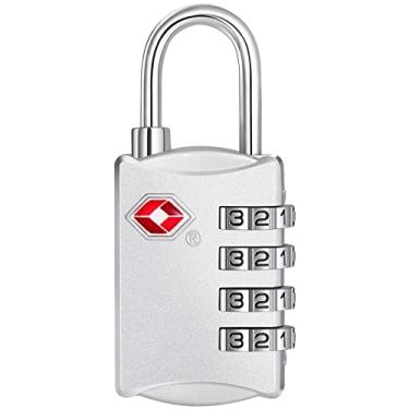 Imagem de ZHEGE Fechadura de combinação longa, cadeado de combinação externa de 4 dígitos para academia, escola, portões, portas, ferrolhos e armazenamento