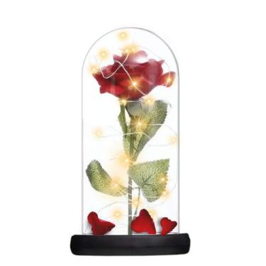 Imagem de Luminária de Led Cúpula Rosa Mágica Princesa Flor Artificial - Amigold