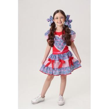 Imagem de Fantasia Vestido Junino Caipira Fantasia Infantil Caipirinha Festa Junina São João C/Shorts (4)