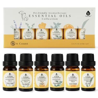 Imagem de Pursonic Misturas de óleos de aromaterapia para animais de estimação, conjunto de 6 peças com eucalipto, laranja doce, menta, sálvia, melaleuca, gengibre - aprovado por veterinários, aromaterapia