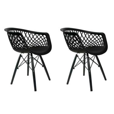 Imagem de Conjunto com 2 Cadeiras de Jantar Web Preto