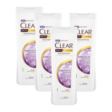 Imagem de Kit 4 Shampoos Anticaspa Clear Women Hidratação Intensa 200ml