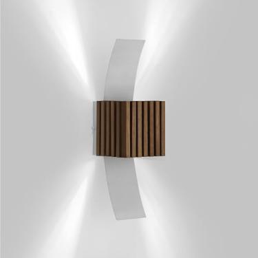 Imagem de Arandela Moderna LED Madeira e Alumínio Iluminação Bidirecional Externa/Interna (BRANCO FRIO)