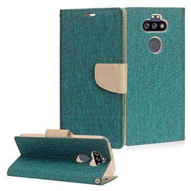 Imagem de CELZEN - Para LG Aristo 5, K31 Rebel, Tribute Monarch, Fortune 3, Phoenix 5, Risio 4, K31, K8X - Capa de telefone tipo carteira jeans - CT5 cinza/azul marinho