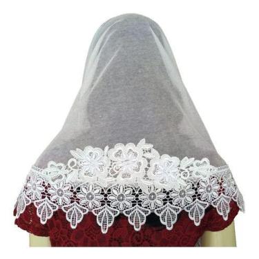 Imagem de Veu Ccb Renda Guipir Com Aplique -  Redondo Ou Quadrado! - Portal do V