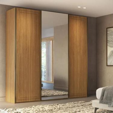 Imagem de Guarda Roupa Casal com Espelho 3 Portas de Correr em MDF Style Belmax,